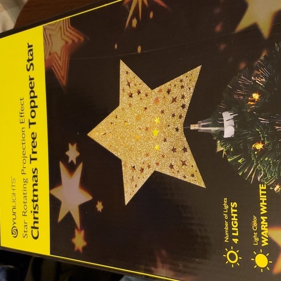 Yunlights Gold Star Rotating Projection Effect Christmas Tree Topper - Picture 1 of 8